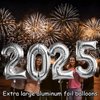 HiParty Silver 2025 Balloon Numbers, Happy New Year Balloons, Happy New Year Decorations, 40inch 2025 Balloons Silver for New Years Eve Party Supplies 2025, Happy New Year Banner, NYE Decorations