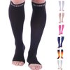 Doc Miller, Open Toe Compression Socks, 8-15 mmHg, Toeless, Support Circulation, Shin Splints, Calf Recovery, Varicose Veins, Knee High, Medical Grade, Black Socks, Small Size for Men & Women, Pair