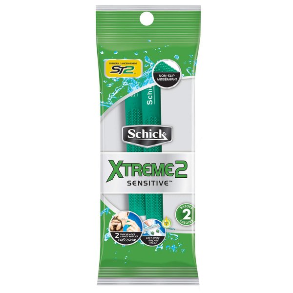 Schick Xtreme 2 Sensitive Razor — Disposable Razors Men, Razors for Men Sensitive Skin, 2 Count(Pack of 72)