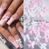 Nail Charms, Flower Bow Manicure Kit, Pink White 3D Cute Flower and Bow Nail Charms, 3D Acrylic Flowers Nail Gems with White Half Pearls Nail Art Decoration