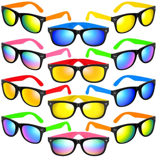 GIFTINBOX Kids Sunglasses Bulk, 12 Pack Kids Sunglasses Party Favors, Neon Sunglasses with UV 400 Protection for Kids Boys and Girls, Pool Party Favors, Children's day Gift for Kids Age 3-6