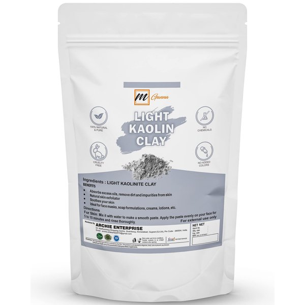 mGanna 100% Natural Light Kaolin Clay Powder for Facial Masks, Creams, Face Masks, and Soap Making 0.5Lbs