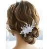 Unsutuo Flower Bride Wedding Hair Comb Silver Leaf Bridal Hair Accessories Crystal Hair Piece for Women and Girls