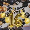 30th Birthday Party Decorations for Men Women Black and Gold, Black Gold Happy Birthday Banner Sign 30th Happy Birthday Balloons for 30th Anniversary Birthday Party Supplies Outdoor Indoor Décor