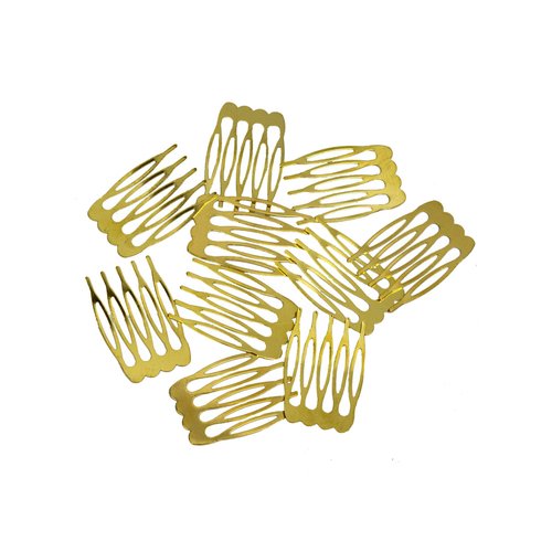 Metal Millinery or Veil Hair Comb 1" Wide - 10 Pieces (Gold)