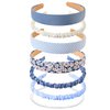 JELIEE 7 Pack Different Designs Headbands Fashion Headbands for Women Non Slip Flower Headband Cute Pearl Headbands for Girls Twisted Headband Blue White Solid Headbands Set
