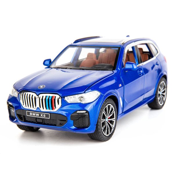 BDTCTK 1:24 Compatible for X5 SUV Model Car Toy, Zinc Alloy Pull Back Toy car with Sound and Light for Kids Boy Girl Gift(Blue)