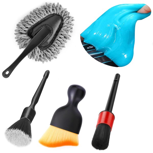 Fitosy Car Interior Duster Detail Brush Cleaning Gel Kit, Soft Dash Vent Dusting Car Slime Putty Detailing Brushes Accessories Essentials Supplies Tools for Auto,Truck,SUV,RV