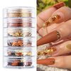 Thanksgiving Fall Maple Leaf Nail Art Glitter Flakes, Mixed Golden Orange Manicure Fine Glitter Powder, Gold Hexagon Glitter Sequins Supplies for Women Manicure Charms Decorations False Nails Crafts