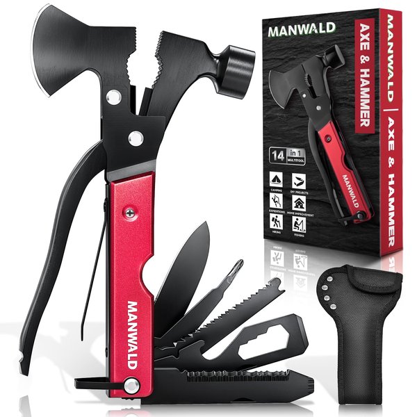 15 in 1 Multitool Axe Hatchet, Gifts for Men, Camping Accessories Survival Gear, Multi Tool Gifts for Camping Hiking Survival, Cool Gadgets Gifts for Men, Dad, Husband