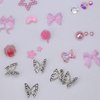Pink 3D Nail Charms and Gems Flatback Nail Pearls Set, 8 Styles Nail Bows Charm, 8 Nail flowers Butterlies, Star Heart Moon Shell Bear Cute Nail Jewels, Nail Rhinestone for DIY Nail Art Tweezer