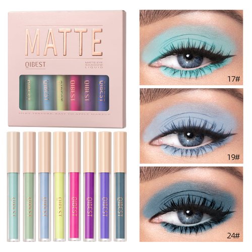 URQT 8 Colors Liquid Matte Eyeshadow Set High-pigmented Black Smokey Eyeshadow Cream Eyeshadow Primer Kit Prevent Oily Lids and Creasing Long Lasting Eye Shadow Makeup (Set C)