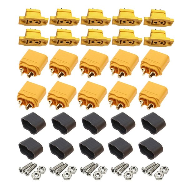 JINOARC 10Pairs XT60E-F Female Plug Panel Mount XT60 XT60h Male Bullet Connector Wireless for RC FPV Racing Drone Lipo Battery Quadcopter