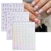 Aurora Holographic Nail Stickers, 16 Sheets Self-Adhesive Nail Decal Glitter Stars Heart Nail Art Decoration Design Supplies