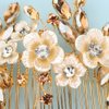 BERYUAN Bridal White Flower Champagne Gold Crystal Rhinestone Hair Comb for Bride Bridesmaid Sliding side Headpieces Wedding Hair Accessories for Women and Girls (Champagne gold)