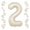 40 Inch Cream Number 2 Balloon, Beige Large 2nd Birthday Balloons, Digital 2 Cream White Giant 2 Foil Balloon Helium for Boys Girls 2nd Birthday Decorations Anniversary Baby Shower Party Supplies