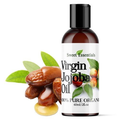 Sweet Essentials Premium Organic Unrefined Jojoba Oil, Imported From Argentina, 100% Pure, Cold Pressed - For Hair, Skin & Nails - Best Natural Moisturizer - Hexane Free (2 fl oz)