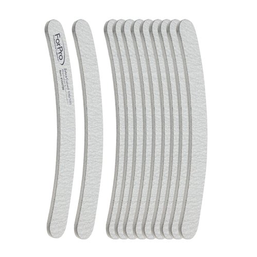 ForPro Zebra Curved Foam Board, 100/180 Grit, Double-Sided Manicure and Pedicure Nail Files, 7” L x .75” W, 12-Count