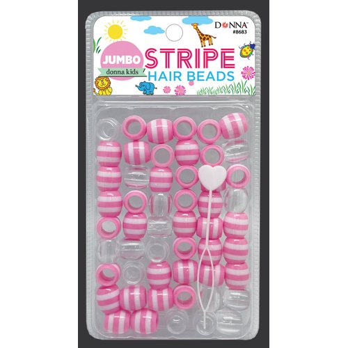 DONNA Jumbo Stripe Plastic Hair Beads, DIY Hair Braiding Plastic Beads for Braid Hair 1pc Quick Beaders for Kids Hair Braids, 1PC Light Pink Color