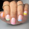 Rainbow French Nail Tips for Women Girls Press on Nails Acrylic Fake Nails with Design Medium Square Oval False Nails with Nail Glue Adhesive Tabs Nail File