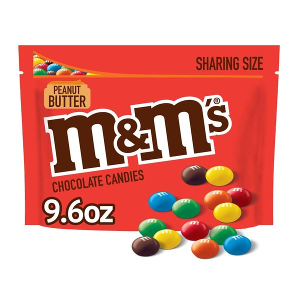 M&M's Peanut Butter Chocolate Candy, Super Bowl Sharing Size, 9.6 oz Bag