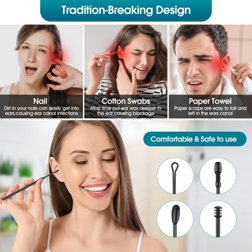 17 Pcs Ear Wax Removal, Ear Cleaner Ear Wax Removal Tool, Ear Cleaning Kit Earwax Removal Kit Stainless Steel Ear Pick Set with Cleaning Brush and Storage Box…