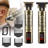 Hilandkom Hair Clippers for Mens Cordless Hair Trimmer T-Blade Trimmer Professional Haircut & Grooming Kit Rechargeable Edgers Clippers Hair Trimmer Shaver Cutting Kit with LCD Display (Led-Dragon)