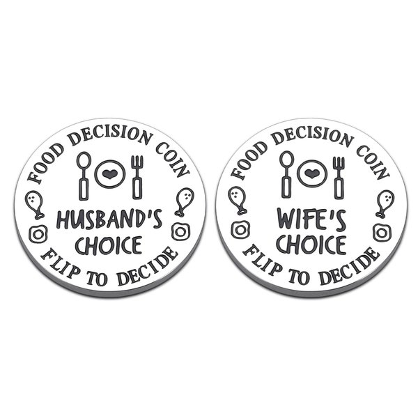 Funny Destiny Flip Coin Gift for Men Women Valentines Day Anniversary Birthday Gifts for Husband Wife To Be Food Decision Coin Wedding Gifts for Newlyweds Newly-married Couple Unique Stocking Stuffers