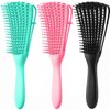 Detangling Brush for Afro America/African Hair Textured 3a to 4c Kinky Wavy/Curly/Wet/Dry/Oil/Thick/Long Hair, Hair Detangler for Beautiful Shiny Curls (3, Pink + Green + Black)