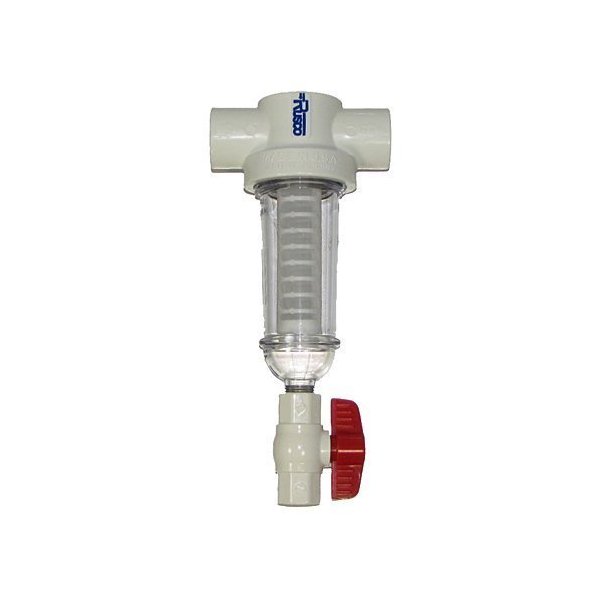 Rusco/Vu-Flow 1" 100 Mesh PVC Spin Down Sediment T-Style Water Filter