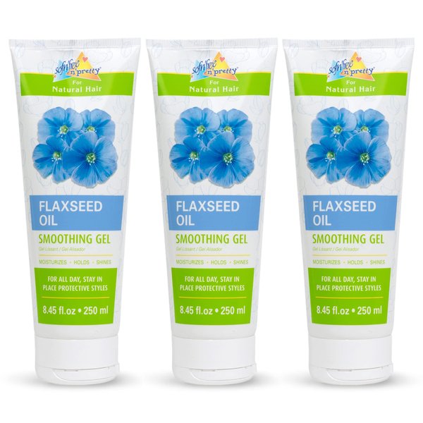 SOF N' FREE Flaxseed Oil Smoothing Gel - Kids Moisturizes for Curly Hairs, Adds Shine, Provides All-Day Hold for Slick Styles and Braids - 8.45 Fl Oz (Pack of 3)