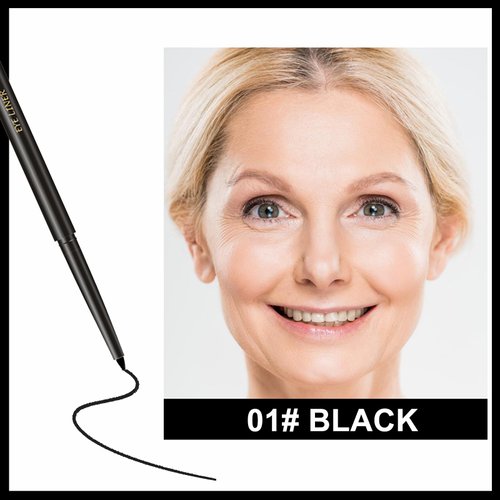 Erinde 2PCS Black Gel Eyeliner for Mature Women - Waterproof Smudge-proof Eye Liner Pencil, Gel Cream Matte Texture, Built-in Sharpener, Long Lasting Precision Waterline Eyeliner for Older Women