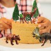 40 PCS Woodland Animals Figures Model Trees, 5 Pcs Animal Toy Figurines and 35 Pcs Mixed Plastic Trees Forest for Woodland Cake Toppers Decorations Birthday Party Supplies
