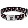 Buckle-Down Seatbelt Buckle Dog Collar - Skulls & Stars Black/White/Red - 1" Wide - Fits 9-15" Neck - Small