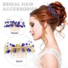 Dizila 7 Pieces Royal Blue Party Prom Wedding Bridal Crystal Rhinestone Vine Leaf Hair Side Combs + Rhinestone U-shaped Hair Pins Headpieces for Brides Bridesmaids Women Girls