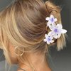 Amariver 4PCS Flower Hair Claw Clips for Women Middle Flower Hair Clips Non-slip Glitter Claw Clips Flower Hair Clip for Thick Thin Hair Strong Hold Hair Claws Hair Accessories for Women Girls