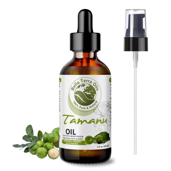 Bella Terra Oils - Organic Tamanu Oil 2oz - Celebrate Skin's Vitality, Naturally Rich in Fatty Acids & Vitamins, Distilled Essence from Pure Organic Tamanu Seeds