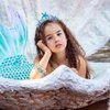Atoden Mermaid Tiara and Sash, Blue Princess Costume Headwear, Starfish Seashell Mermaid Tail Headpiece, Happy Birthday Accessories for Girls and Women, Party Supplies Costume Gifts