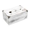 Distressed Wooden Rustic Facial Tissue Box Holder Tissue Box Cover Napkin Dispenser for Bathroom Living Room Dining Room Bedroom Toilet (Washed White)