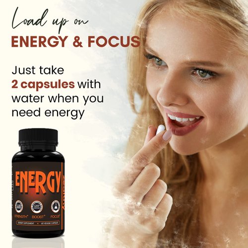Caffeine Pills, Alternative to an Energy Drink, Energy Gel or Energy Gummies, All-Natural Energy Supplements, Energy Pills with Elderberry