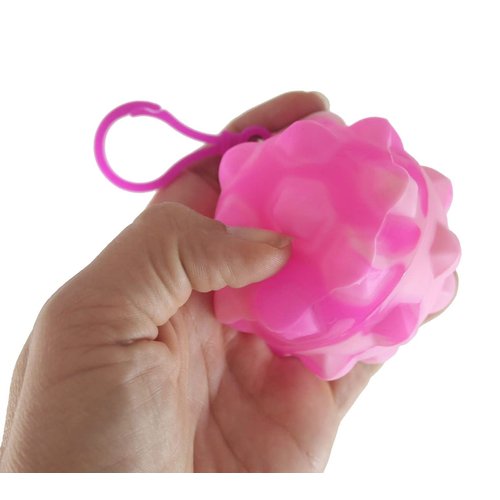 Set of 3 Bubble Pop Ball ON Clip - Bubble Poppers on Ball Squeeze to Pop - Bubble Wrap Fidget Toy - Press Bubbles to Pop - Bubble Popper Sensory Stress Toy (Random Colors) (3 Random Color Balls)