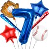 Baseball Balloons 7th Birthday Decorations for Boys, Baseball Party Decoration Baseball Sports Theme Party Supplies, 40 inch Foil Number Balloons Number 7 Balloon Blue Red White Sports Balloon Kits