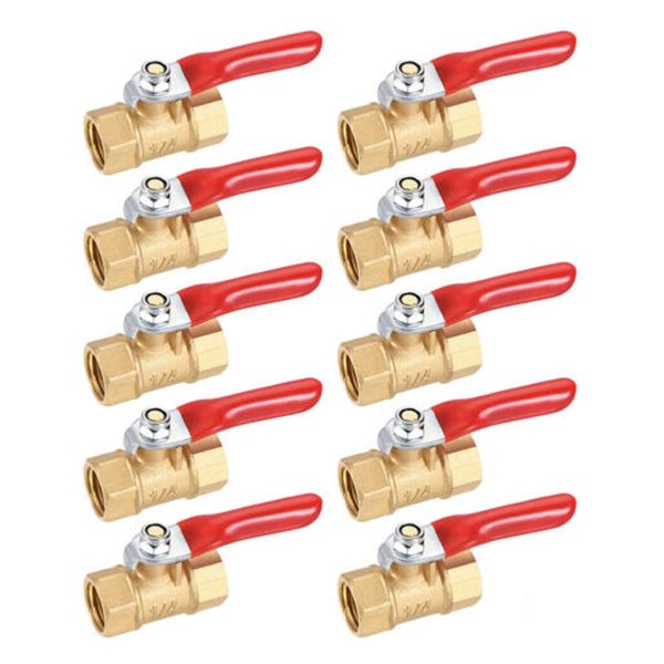 10pcs 1/4" Female Female NPT Brass Ball Valve Water Moisture Air Tank Drain Shut Off