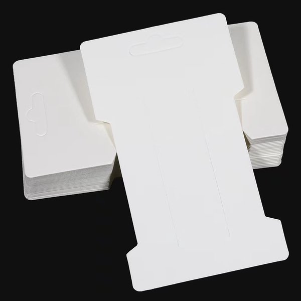Doromy 100 Packs Hair Clip Bow Display Cards Kraft Paper Cards Rectangular Hair Barrettes Jewelry Display Holder White Hair Bow Holder Cards 6.6X11.5cm for Displaying Organizing Packaging Hair