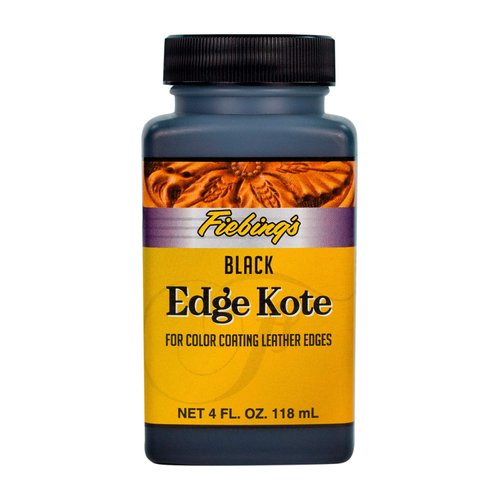 Fiebing's Edge Kote Black Leather Paint (4oz) - Leather Edge Paint for Shoes, Furniture, Purses, Couches - Flexible, Water Resistant, Semi Gloss Color Coating Leather Dye to Protect Natural Edges