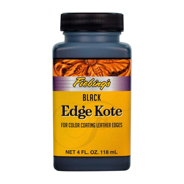 Fiebing's Edge Kote Black Leather Paint (4oz) - Leather Edge Paint for Shoes, Furniture, Purses, Couches - Flexible, Water Resistant, Semi Gloss Color Coating Leather Dye to Protect Natural Edges