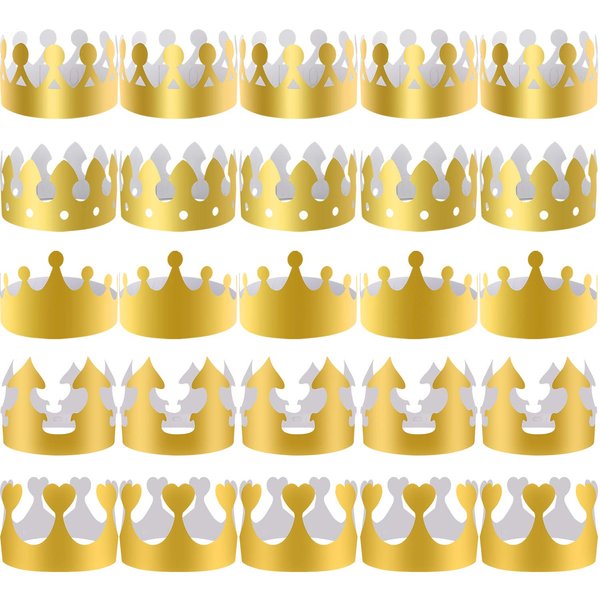 SIQUK 40 Pieces Paper Crowns Golden Party Crown Hats Paper King Crowns for Party and Birthday Celebration
