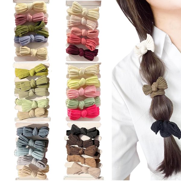 30Pcs Girls Hair Bows For Women Pony Tails Hair Ties No Damage,Sweet Hair Bow Ponytail Holders Hair Bands Soft Hairties Colorful Bowknot Hair Elastics Hairbands Hair Tie Cute Hair Accessories