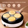Bobikuke Egg Frying Pan, Fried Egg Pan Nonstick 4 Cups Pancake Pan Aluminium Alloy Cooker for Breakfast, Egg Pan Suitable for Gas & Induction (Black)