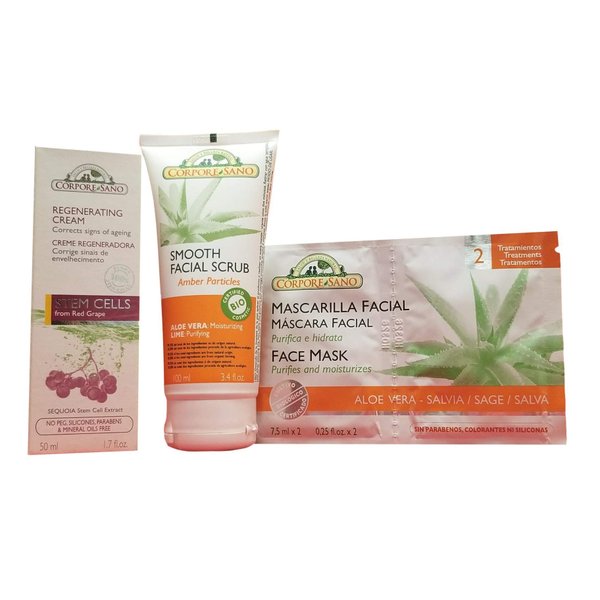 Skin Care Gift Set for Women with Stem Cell Regenerative, Smooth Facial Scrub & Face Mask